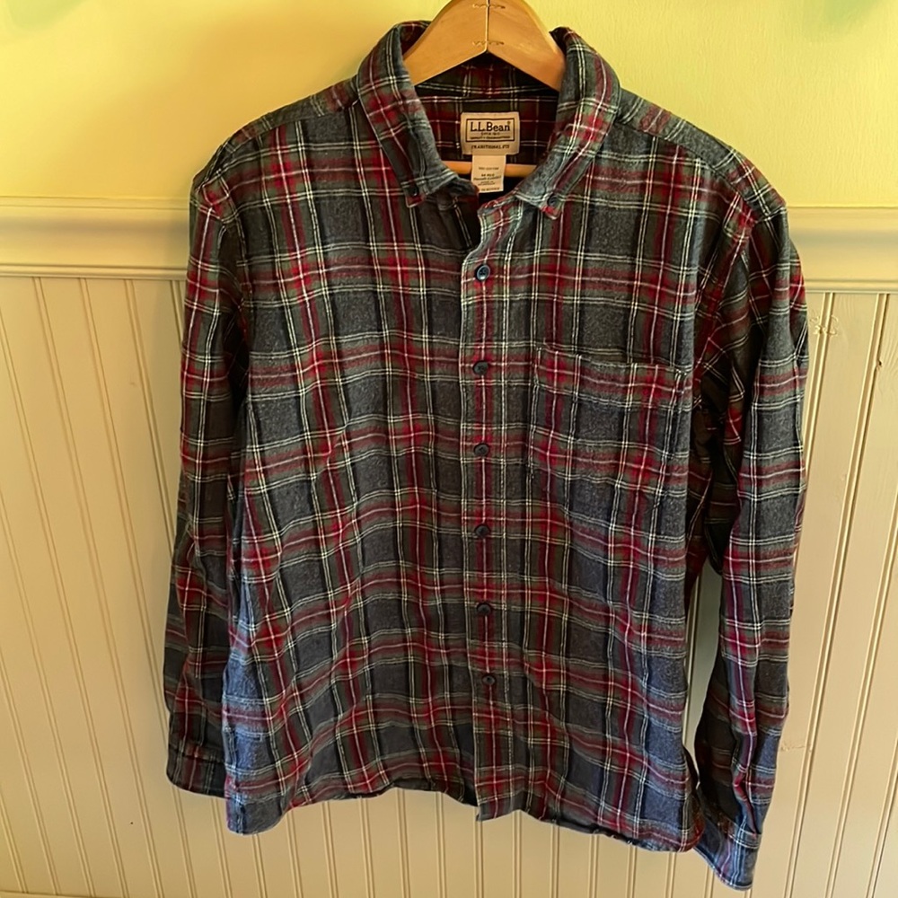 Men's Scotch Plaid Flannel Shirt, Traditional Fit Size Medium